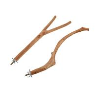 Mikikit 2 Piezas Percha para Pájaros de Madera Natural Accesorios para Jaulas de de Equilibrio Resistente y Práctico para Ejercicio y Entretenimiento de Mascotas
