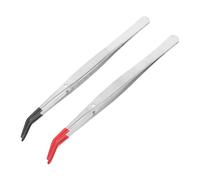 Mikikit 2 piezas Pinzas Inoxidable para Colectores de Sellos y Pestañas Falsas Cabezal Plano Herramientas Multifuncionales para Manualidades y Belleza