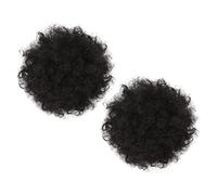Mikikit 2 piezas Postizo de Moño Rizado para Pelo Afro Extensiones de Chignon Curly Hairpiece para Fiestas y