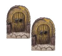 Mikikit 2 Piezas Puertas Miniaturas de Madera para Jardín de Hadas Puerta Hobbit Arqueada para Troncos de Árbol Decoración Natural para Terrarios y Patio Navidad
