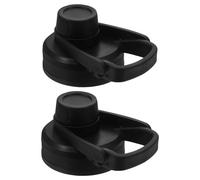 Mikikit 2 Piezas Tapa Reutilizable de Plástico Negro para Botella de Agua con Diseño Redondo, Compatible Universalmente, Adecuado para Uso Deportivo y Doméstico