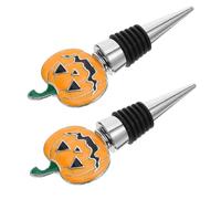 Mikikit 2 Piezas Tapones para Botella de Vino con Diseño Calabaza de Halloween Tapones Metálicos Reutilizables de Aleación de Zinc para Preservar y Cierre Hermético para Botellas Estándar