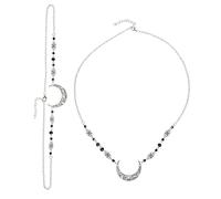 Mikikit 2 piezas Tocado Vintage de Cristal para Frente con Diseño de Luna de Accesorios Elegantes para Bodas y Adorno de Cabello para Mujeres y Niñas