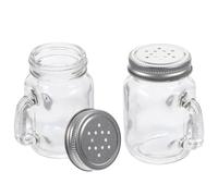 Mikikit 2 Saleros de Cristal Transparentes para Condimentos Mini Botellas para Pimienta y Sal 100% Vidrio Diseño Compacto para Cocina y Restaurantes Juego de 2 Piezas