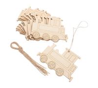 Mikikit 20 Colgantes de Madera Natural Forma de Tren, Adornos Rústicos para Ambientación Navideña, Etiquetas sin Terminar para Manualidades, 20 Piezas Caqui para Puertas y Paredes
