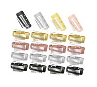 Mikikit 20 piezas Clips para Peluca de Metal Accesorios para Pelucas Clips Multifuncionales con Dientes de Peine Colores Clásicos Negro Marrón Dorado Plateado para Extensiones de Cabello