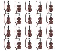 Mikikit 20 Piezas de Mini Violines Decorativos con Textura de Madera, Figuras de Violín Navideñas para Decoración de Escritorio y Obsequio para Niños