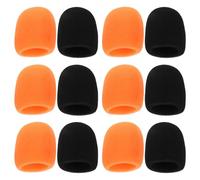 Mikikit 20 Piezas Fundas para Micrófono de Mano Cortavientos Esponja Gruesa Protector Anti-ruido y Saliva Resistente para Karaoke Actuaciones Escenario Colores Negro y Naranja