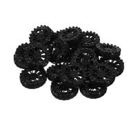 Mikikit 20 Ruedas de Plástico Negro de 50 Mm para Juguetes y Maquetas, Ligeras y Fáciles de Instalar, Ideales para Proyectos Creativos y Coches en Miniatura