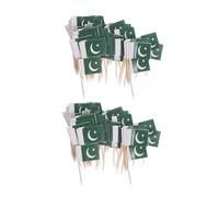 Mikikit 200 Piezas Banderitas de Pakistán Palillo Mini Banderas para y Cócteles Decoración Resistente para Fiestas Aperitivos y Celebraciones Culturales