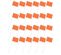 Mikikit 25 Banderas de Seguridad Naranjas para Marcar Jardines y Aspersores Varilla de Acero y Material Pvc, Fáciles de Instalar para Encuestas Agrícolas y Obras