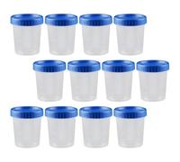 Mikikit 25 piezas Unidades Vasos Medidores de Plástico Graduados con Tapa de Rosca para Laboratorio y Muestras Recipientes Herméticos para Líquidos y Pruebas Precisas