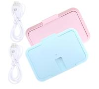 Mikikit 2piezas Calentador de Toallitas Húmedas para Bebés Portátil Dispensador de Pañuelos Húmedos con Cable USB Calienta Toallitas Húmedas para Uso Coche Color Azul y Rosa