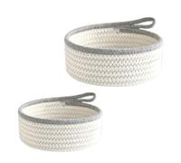 Mikikit 2piezas Cestas de Almacenaje Tejidas Hilo de Algodón de Cestos Decorativos para Hogar Organizador de Escritorio y Natural