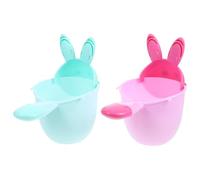 Mikikit 2piezas Cuchara de Agua para Taza de Champú Diseño Infantil Color para Enjuagar el Cabello Ducha Resistente y Práctico