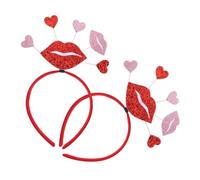 Mikikit 2piezas Diademas Forma de Corazón para San Valentín Accesorios Cabello Brillantes Diademas Románticas para Mujer para Fiestas y Fotos