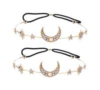 Mikikit 2piezas Diademas Vintage Cadena y Estrellas Accesorios Para Tocado De Boda y Fotografía Para Novias y Damas De Honor Joyería Cabello