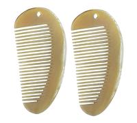 Mikikit 2piezas Peine de Cuerno de Yak Natural Peines Perforantes Portátiles para Masaje Capilar para Viaje y Exteriores Antiestático