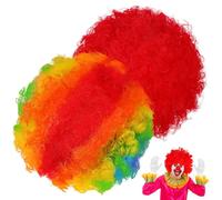 Mikikit 2piezas Peluca de Payaso Arcoíris Peluca Afro para Adultos Disfraz de Circo Fiesta Temática Retro Cosplay