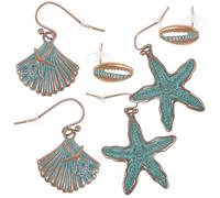Mikikit 3 pares Pendientes de Marino para Mujeres Concha y de Mar Joyería Vintage Set para Vacaciones y Ocasiones Especiales