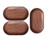 Mikikit 3 Piezas Bandeja Ovalada de Madera para Servir Aperitivos y Postres, Práctica Rebabas, Diseño Simple y Delicado Adecuado para Fiestas y Cocina