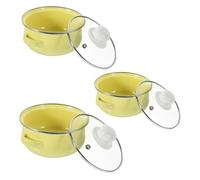 Mikikit 3 Piezas Cacerola Esmaltada con Mangos para Cocinar y Fideos Juego de Ollas de Enamelware Colores Amarillos