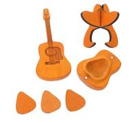 Mikikit 3 Piezas Caja para Púas de Guitarra de Madera con Soporte Organizador Compacto para Púas Estuche Protector Portátil para Acústica Eléctrica Ukelele