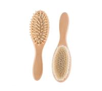 Mikikit 3 piezas Cepillo y Peine para Niña de Cepillos de Lana y Peine de Madera Herramienta de Baño Segura y para Recién Nacido Cuidado y Masaje del Cabelludo Higiene Infantil
