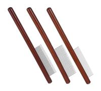 Mikikit 3 piezas Kit de Peines para Mascotas con Mango de Madera Peine Desenredante y Resistente para Perros y Gatos Dientes Redondeados para Masaje y Cuidado Seguro