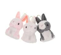 Mikikit 3 Piezas Llavero de Peluche Conejo Suave y Mullido Diseño de Conejito Mini para Decoración de Mochilas Hogar y Regalo de Cumpleaños para