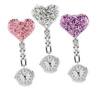 Mikikit 3 Piezas Reloj de Enfermera Clip Correa Corazón Diseño Cuarzo para Auxiliar y Estudiantes Médicos Color Aleatorio Color Aleatorio