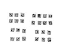 Mikikit 300 piezas Cuentas Cuadradas de Letras Acrílicas DIY para Pulseras y Bisutería Color Plata Antigua con Letras Negras Kit Manualidades Joyería