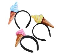 Mikikit 3piezas Diadema de Helado Forma de Cono Diadema de Spa Antideslizante para Mujeres y Niñas para Cuidado Piel Maquillaje y Cosplay