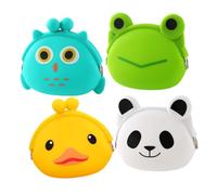 Mikikit 4 Monederos de Silicona Dibujos Animados para Niños Varios Estilos Bolso Compacto para Monedas, Almacenaje Pequeño y Creativo, Adecuado para Premiar Niños