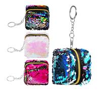 Mikikit 4 Piezas Monedero Infantil Mini Colorido con Lentejuelas Doble Cara Bolsa para Monedas con para Viaje y Fiesta
