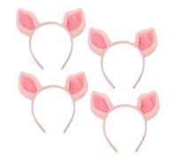 Mikikit 4Piezas Diadema de Cerdo de Felpa para Orejas de Cerdito Aro para Cosplay y Fiesta Tocado Divertido para Cuidado Facial para Mujeres y Niñas Halloween