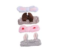 Mikikit 4piezas Diadema Orejas De Conejo Para Maquillaje Banda Cabello Lavado Facial Para Mujeres y Niñas