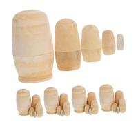 Mikikit 5 Juegos Muñecas Rusas de Madera Blanco para Pintar de Bricolaje de Estilo Matrioska Kit Seguro y Suave para Actividades Familiares y Creación Artística