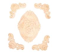 Mikikit 5 piezas Apliques de Madera Tallada Vintage para Puertas y Muebles Decoración Clásica con Flores Resistente y Duradero para Esquinas y Marcos de Espejo
