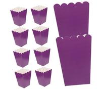 Mikikit 50 Piezas Caja para Palomitas de Maíz Púrpura de Cartón Blanco 250g, Recipiente a Prueba de Grasa para Almacenamiento de Snacks en Bodas y Fiestas