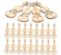 Mikikit 50 piezas Colgante de Madera Forma de Violín para Manualidades DIY Pack de Accesorios de Bricolaje Chips de Madera sin Acabado para Decoración y Graffiti