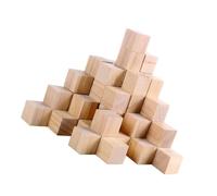 Mikikit 50 piezas Cubos de Madera sin Pintar Bloques Cuadrados para Manualidades DIY Creatividad Desarrollo Habilidades Motoras