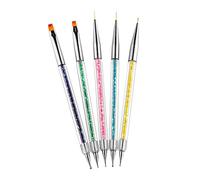 Mikikit 5piezas Pluma Perforadora De Doble Cabeza De Herramientas Para Decoración De Uñas Pintar y Dibujar Uñas