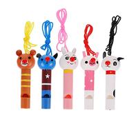 Mikikit 5Piezas Silbatos de Madera Forma de Animales de Dibujos Animados Juguetes Musicales para para Fiestas y Celebraciones