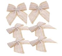 Mikikit 6 Piezas Lazos Rústicos de Arpillera y Encaje para Decoración DIY Grandes Lazos de Lino Decorativos para Bodas Regalos y Fiesta Resistentes y Fáciles de Usar