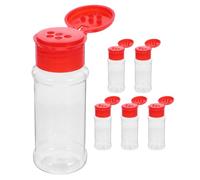 Mikikit 6 Piezas Set de Salero y Pimentero de Plástico Rojo Superficie Lisa, Recipientes para Condimentos de Cocina Ideales para Almacenamiento y Uso Diario