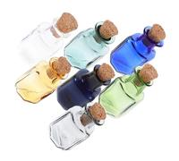 Mikikit 7 piezas Frascos de Vidrio Decorativos Pequeños con Tapón Botellas Cúbicas para Recuerdos y Deseos Accesorios DIY para Manualidades y Souvenirs