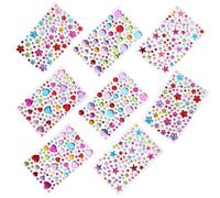 Mikikit 8 hojas Gemas Faciales Autoadhesivas Acrílicas para Maquillaje y Uñas de Pegatinas Brillantes Formas de Corazón Estrella y Decoración Festival para Mujeres y Niñas