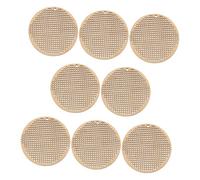 Mikikit 8 Piezas Diy Wooden Cross Stitch Chips Round Blank Wood Frames For Crafting Ornaments Bookmarks Pendants Natural Wood Material For Creative Projects
