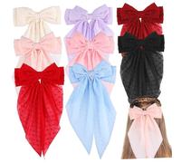 Mikikit 8 Piezas Horquilla de Lazo Extragrande Pinzas el Pelo con Lazo Largo Accesorios para Niñas y Adolescentes